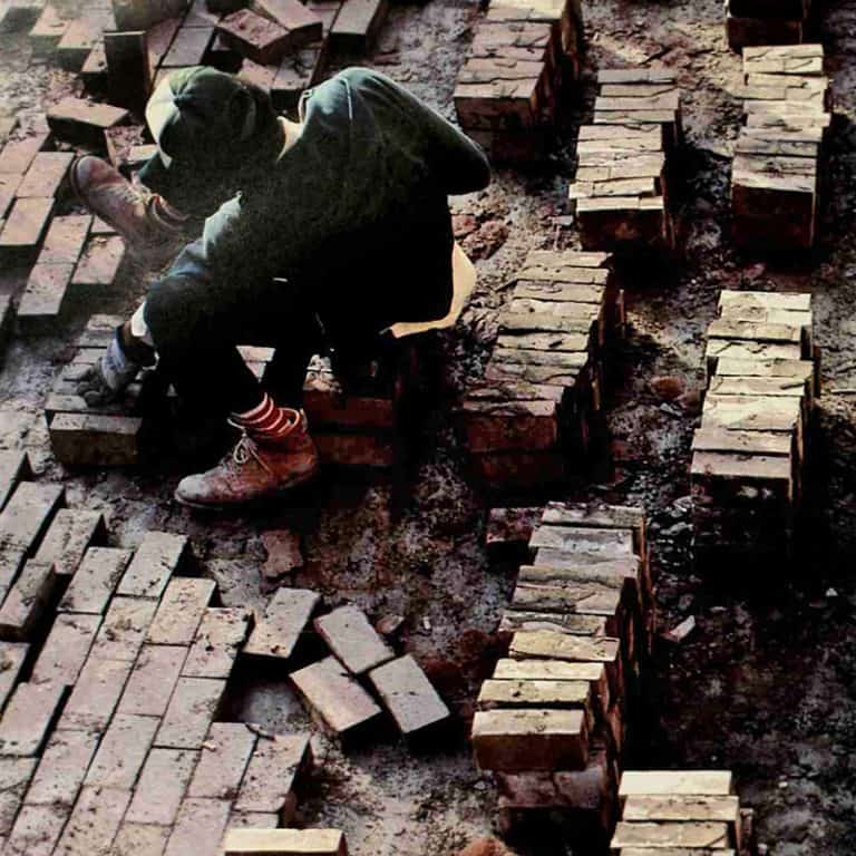 A bricklayer at work