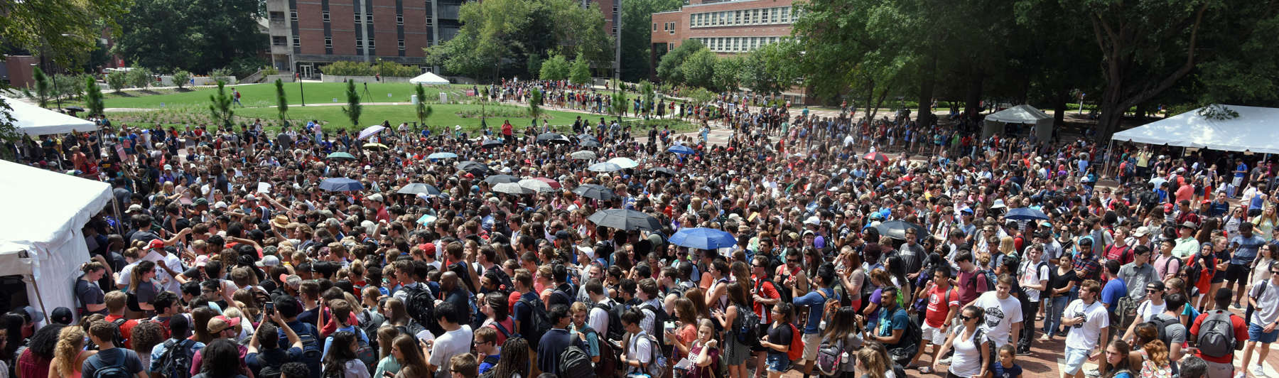 Crowd gathered in the brickyard for the 2017 solar eclipse