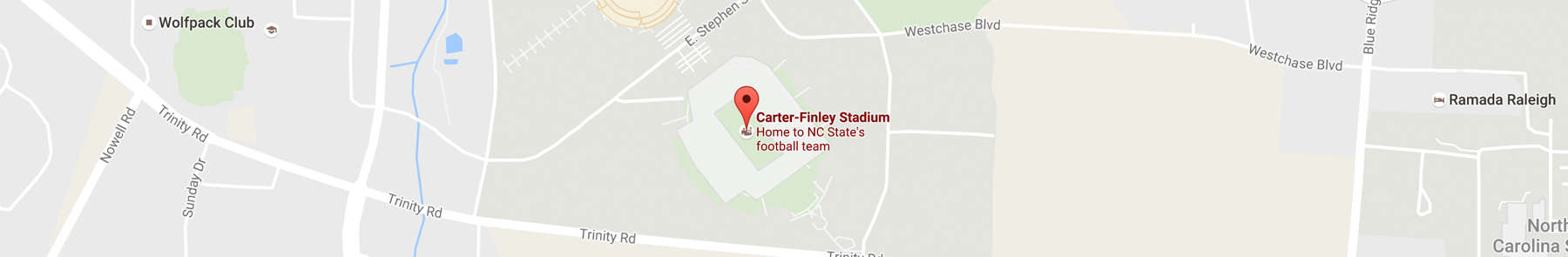 Map rendering of Carter-Finley Stadium's location