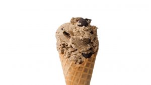Coco Choco Cafe ice cream on a waffle cone