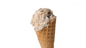 Campfire Delight ice cream on a waffle cone