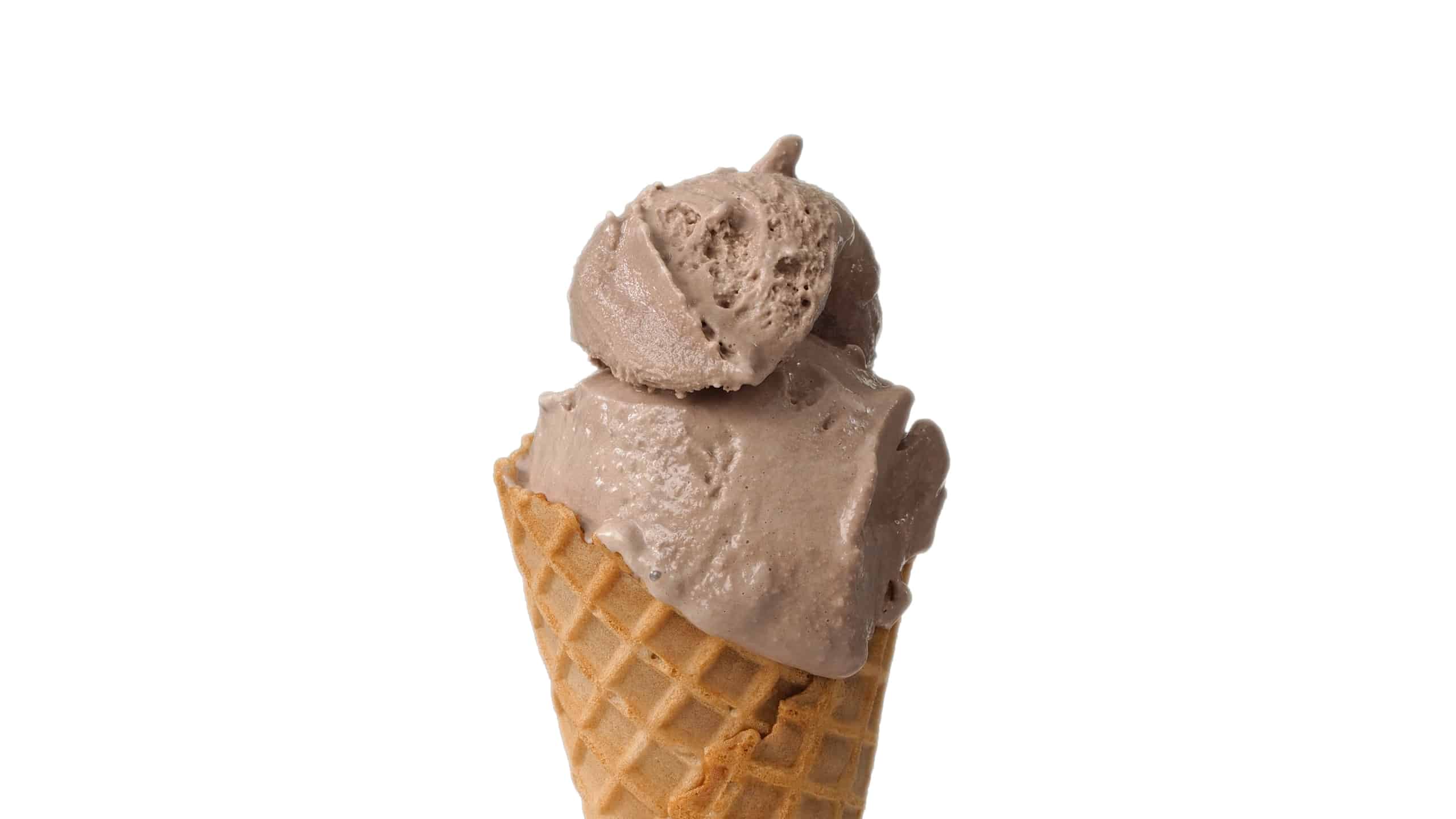 Chocolate ice cream on a waffle cone