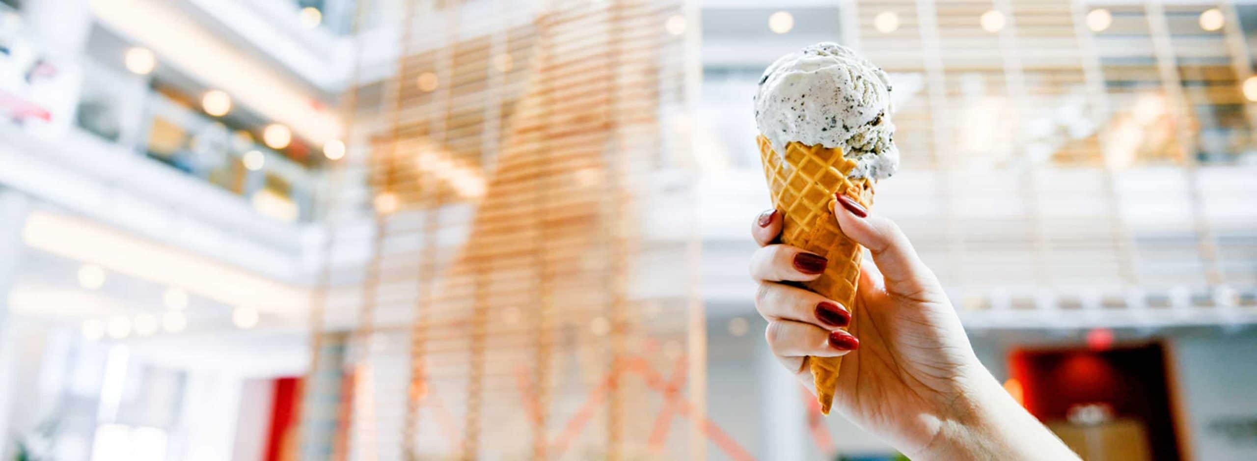 A scoop of ice cream in the atrium of Talley Student Union