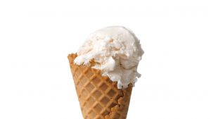 A scoop of vanilla ice cream.