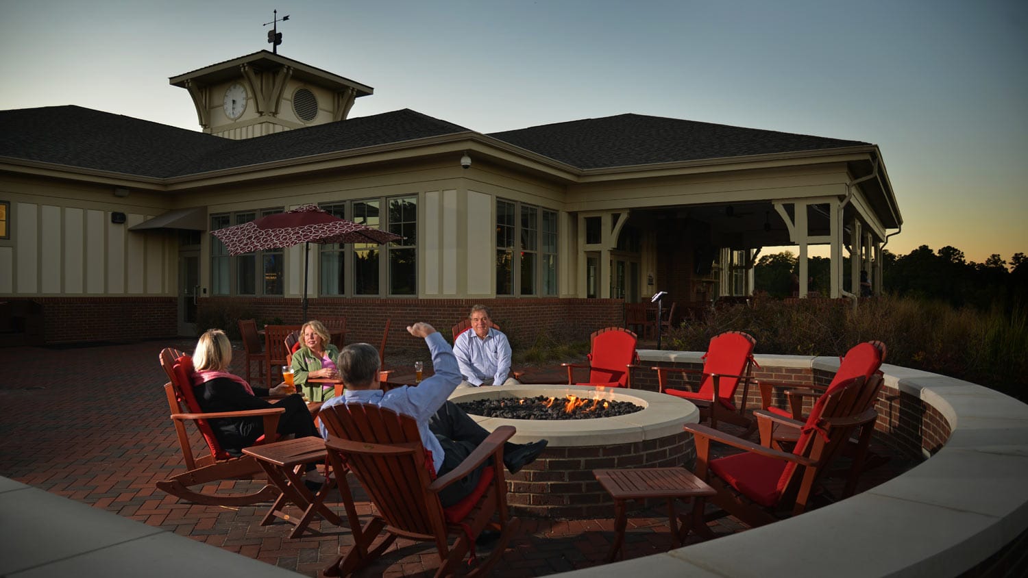 A good meal at the Terrace Dining Room at sunset on the Lonnie Poole Golf Course.