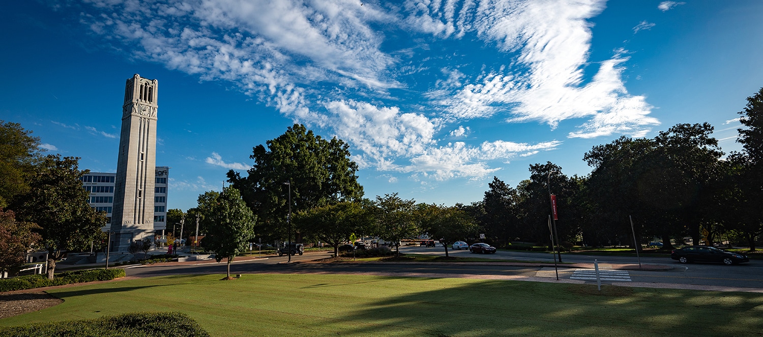 The NC State Belltower on main campus.