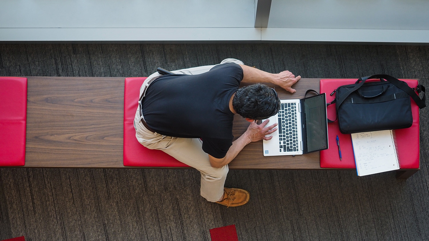 Student studying in lounge