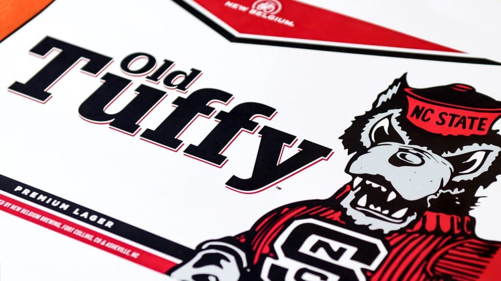 Packaging from a box of Old Tuffy Premium Lager.