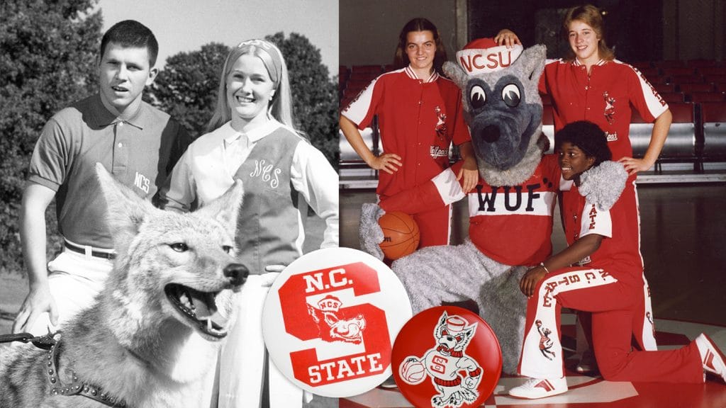 Throwback photos show student athletes wearing NC State apparel.