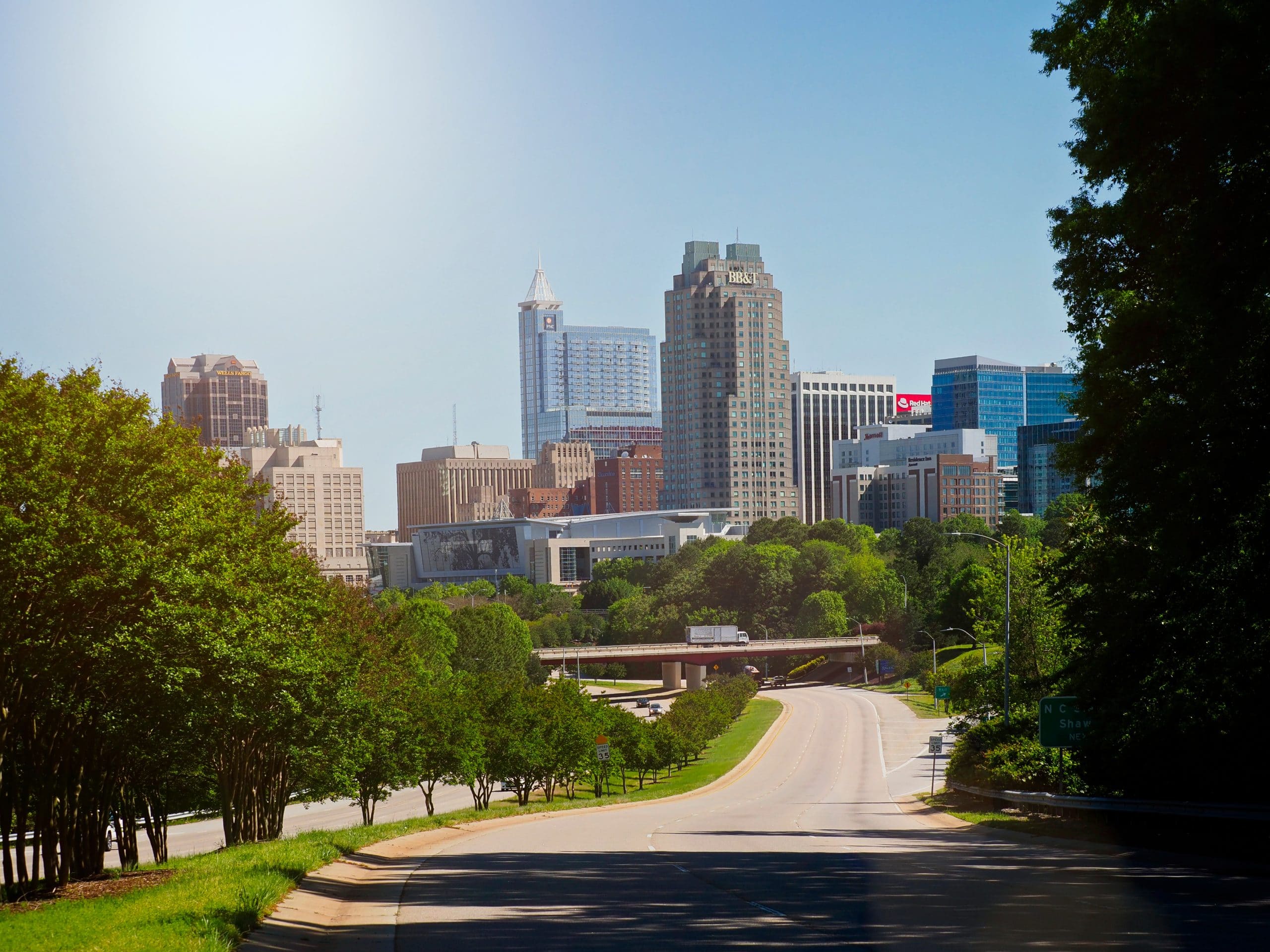 A view of the downtown Raleigh skyline.