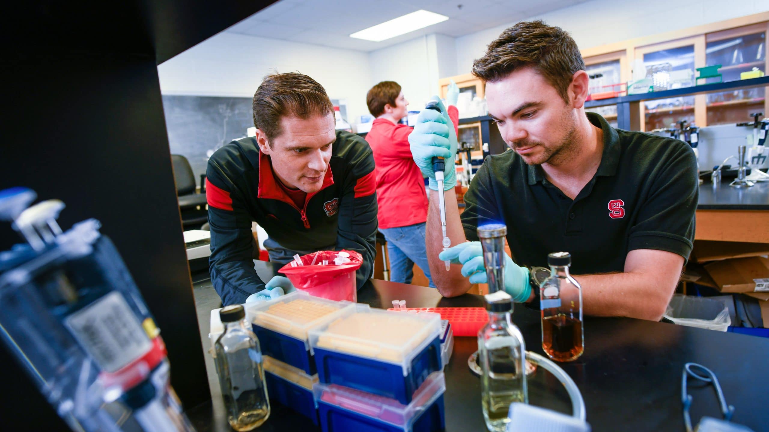 CALS Dr. Rodolphe Barrangou in his lab in Schaub Hall.