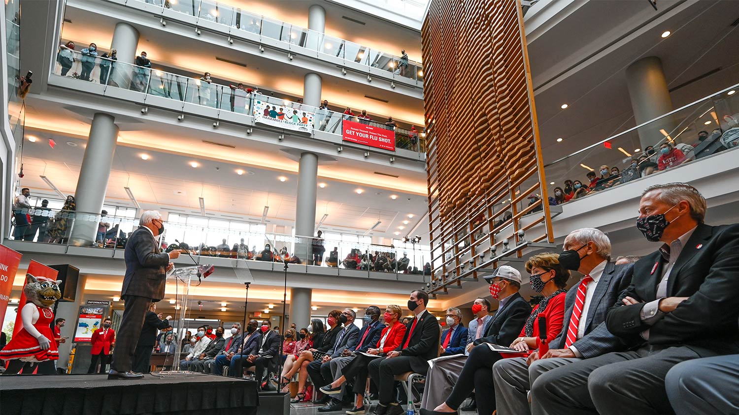Chancellor Randy Woodson address the campus community at the Chancellor's Fall address in Talley in 2021.
