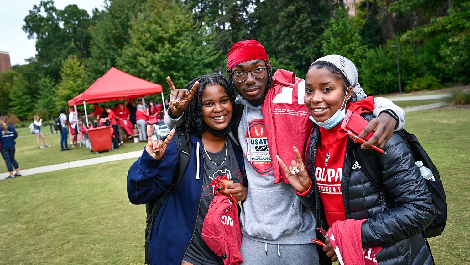 Student take part in Red and White Week Kickoff for Students at Talley.