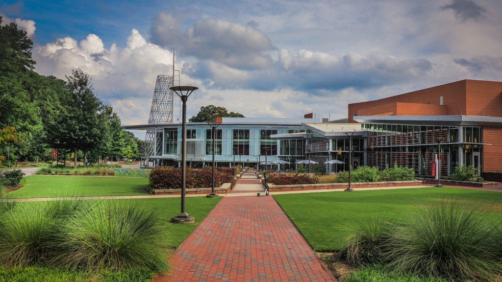 The Talley Student Union on a summer day.