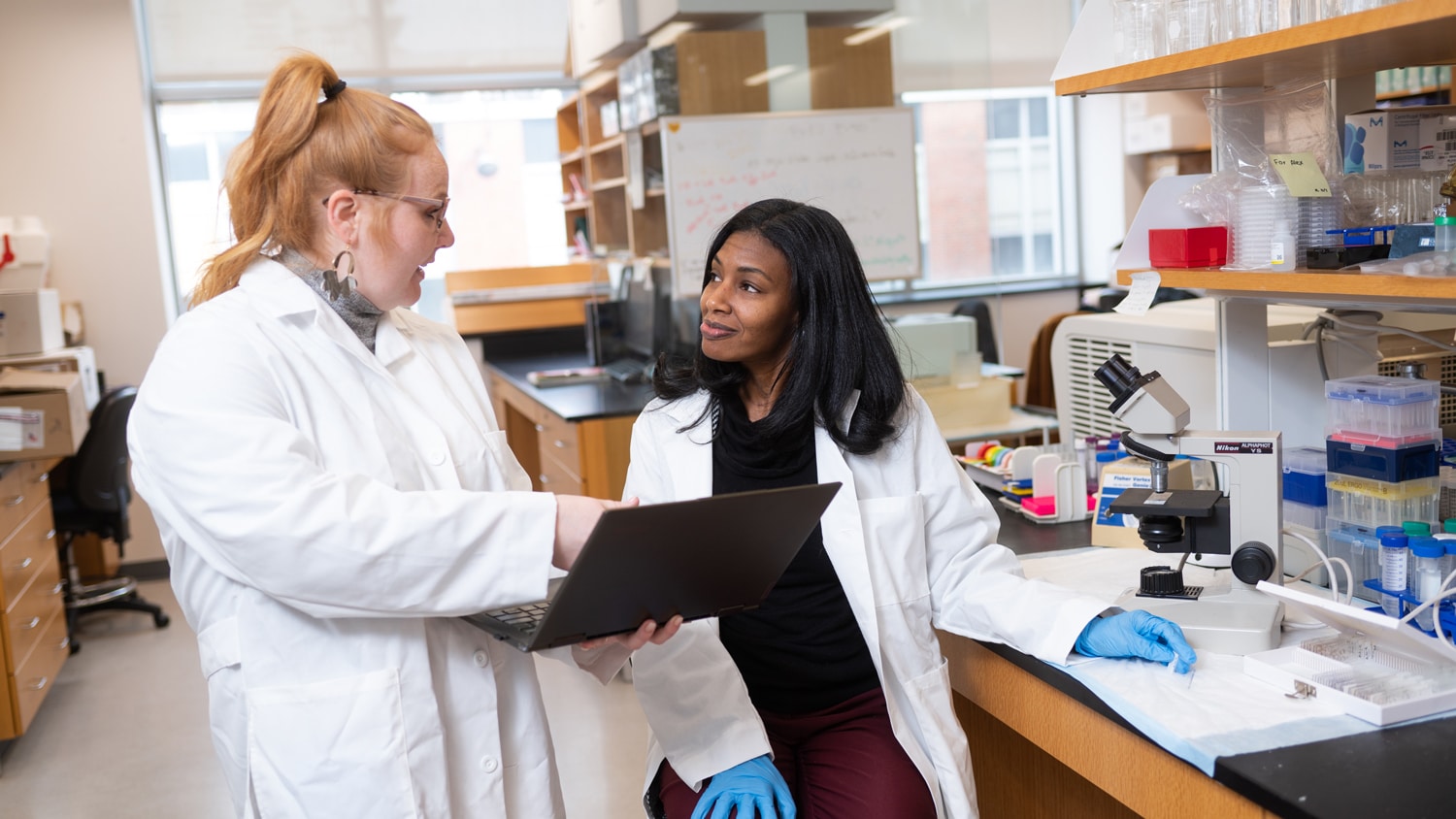 Dr. Arion Kennedy, Molecular and Structrual Biochemistry, in her lab on main campus. The Kennedy lab aims to determine the impact of the innate and adaptive immune system on obesity-associated metabolic disorders. 