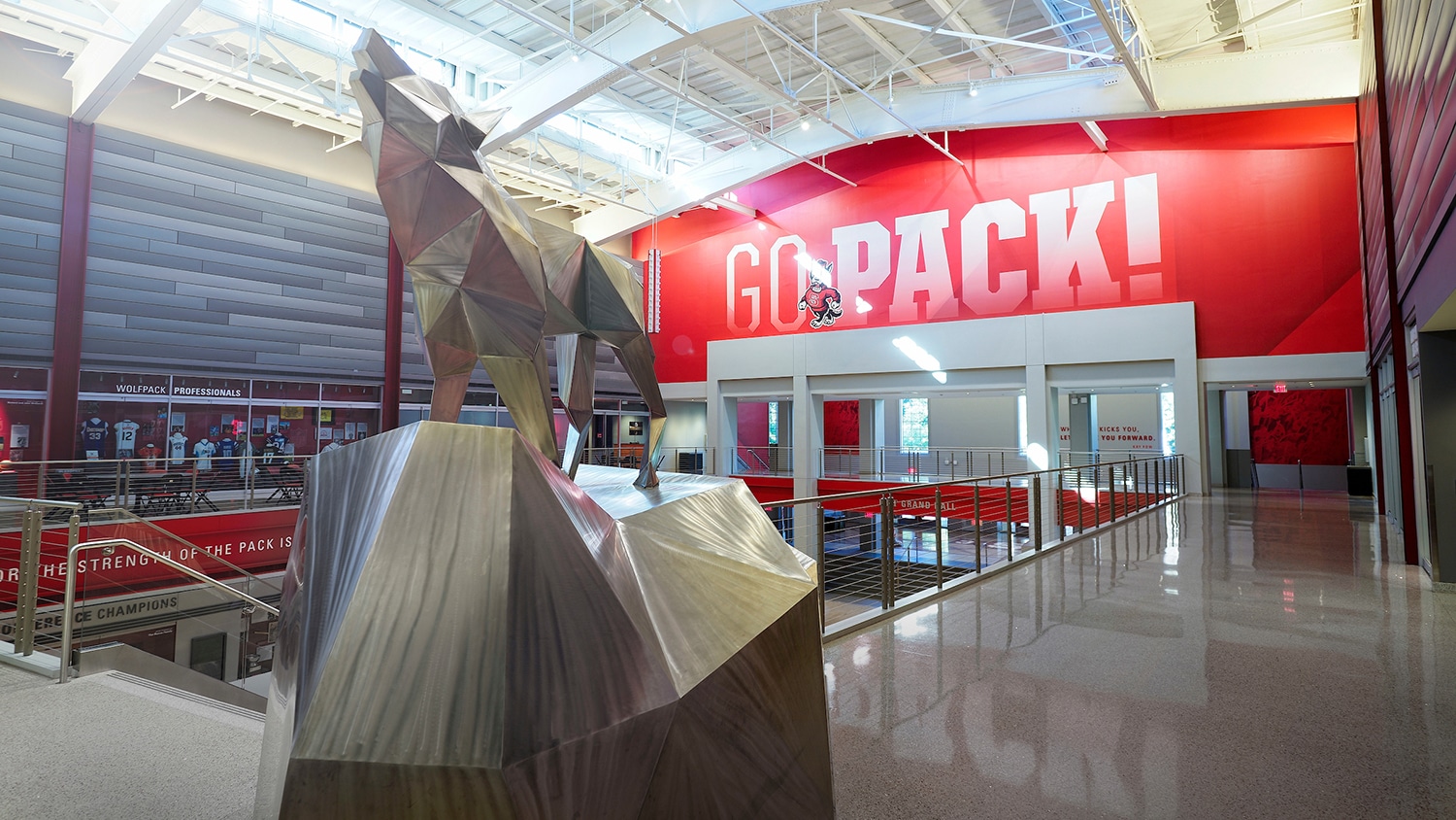 The interior lobby of Reynolds Coliseum.