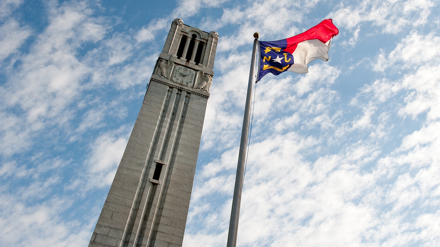 The Memorial Belltower on NC State's campus.