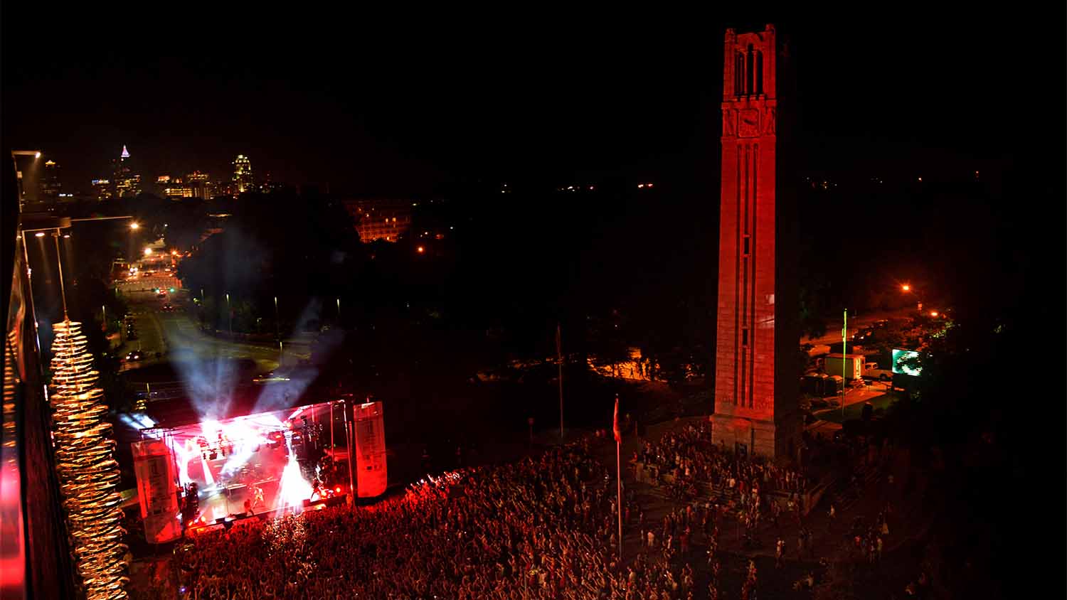 An aerial view of a concert during Packapalooza.