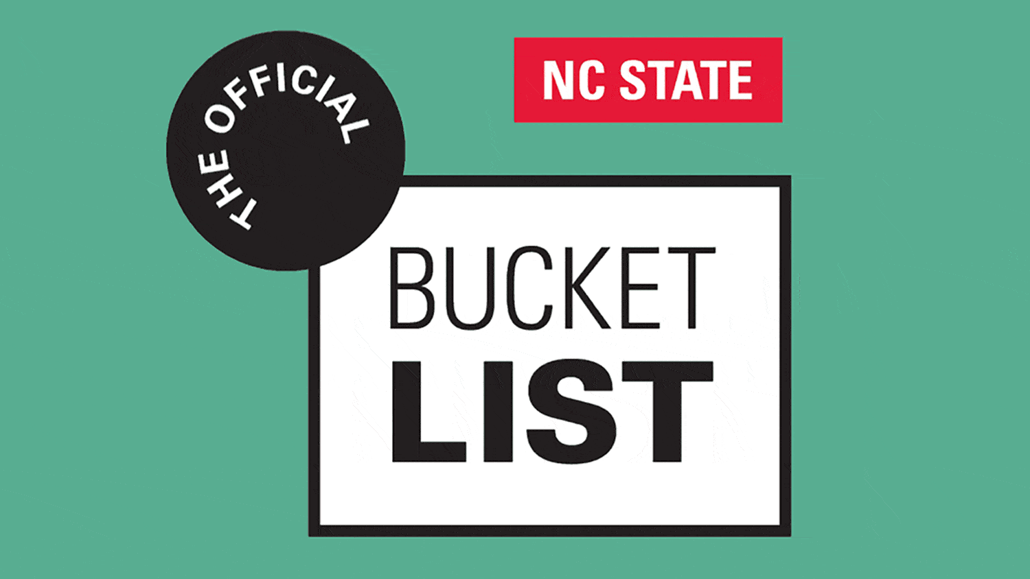 An animated GIF shows a check mark being checked alongside the text "The Official NC State Bucket List."