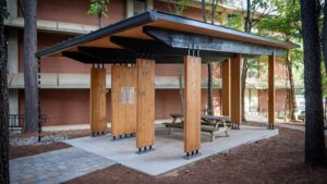 The Floating Grove, an open-air pavilion situated between Biltmore Hall and Jordan Hall.